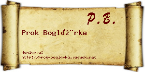 Prok Boglárka névjegykártya